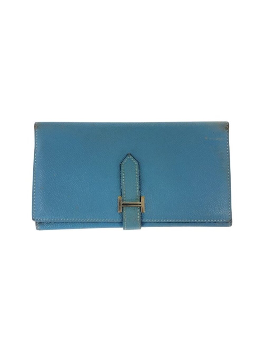 Hermes Bearn Blue Jean Light Gold Veau Epsom Trifold Wallet